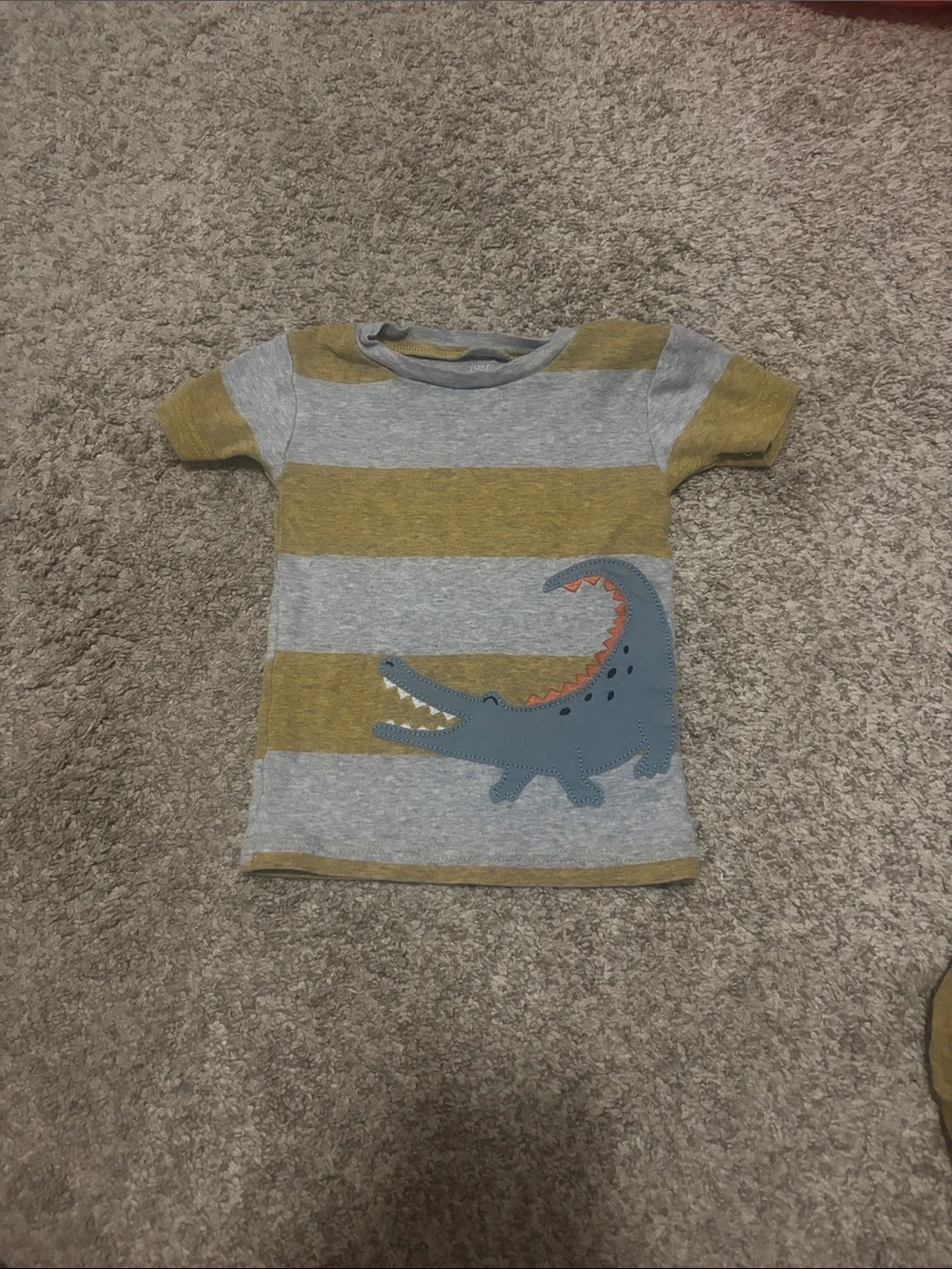 Carter's Gray and Mustard Striped Crocodile Pajama Set